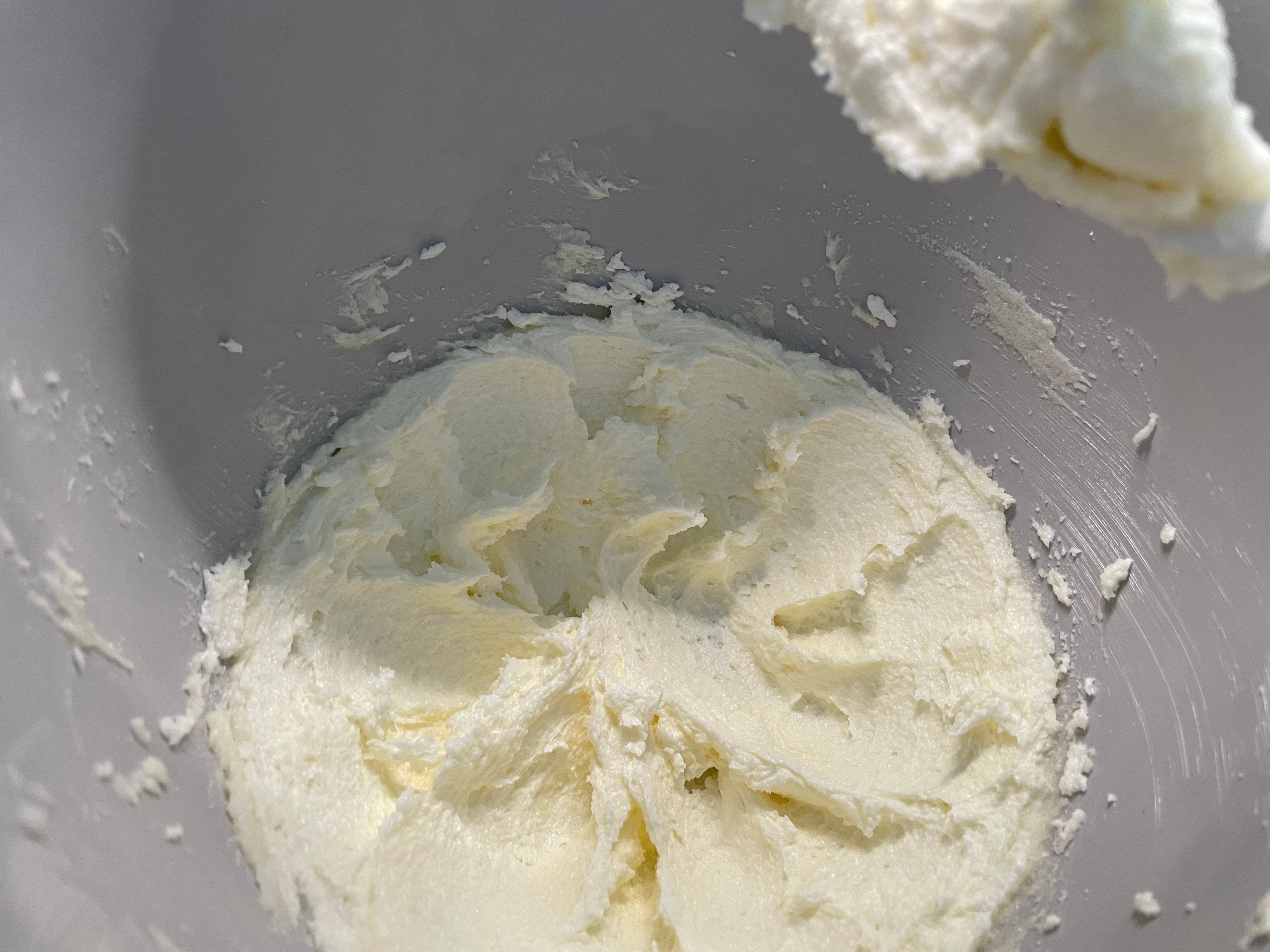 Beautifully creamed butter and sugar is light and fluffy.