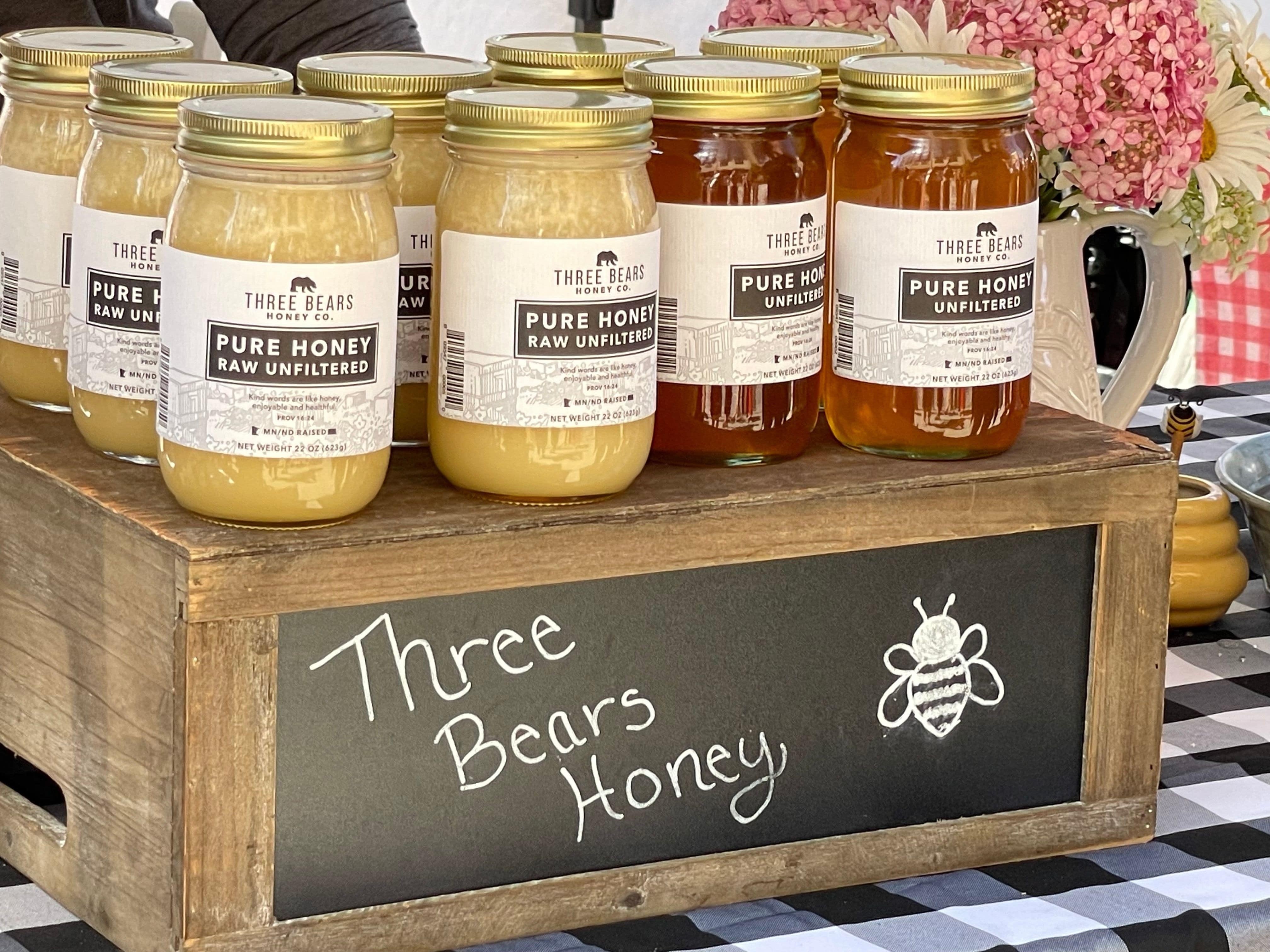 Honey for sale at the market.