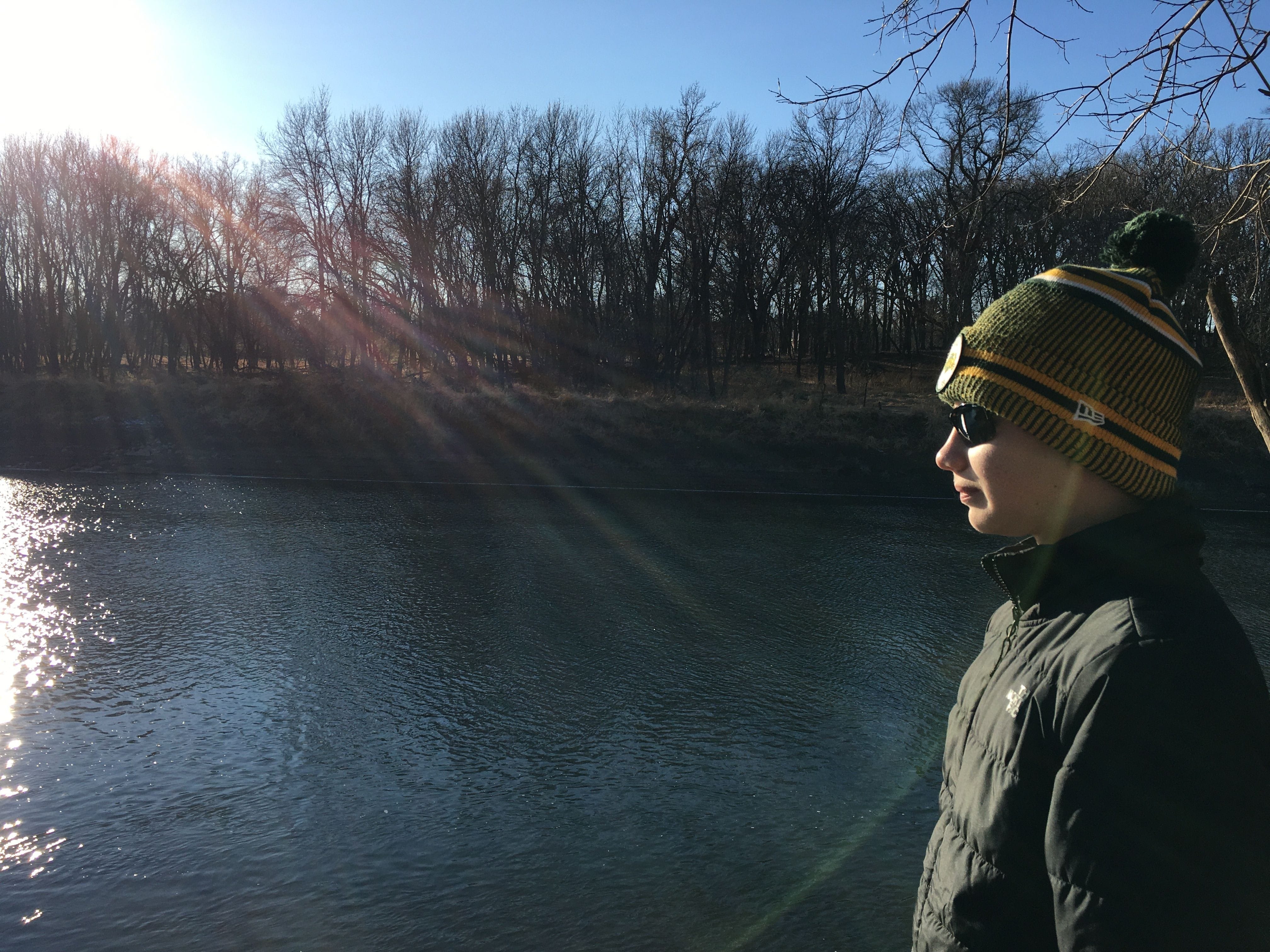 Looking out over the Red River at MB Johnson Park in the fall.