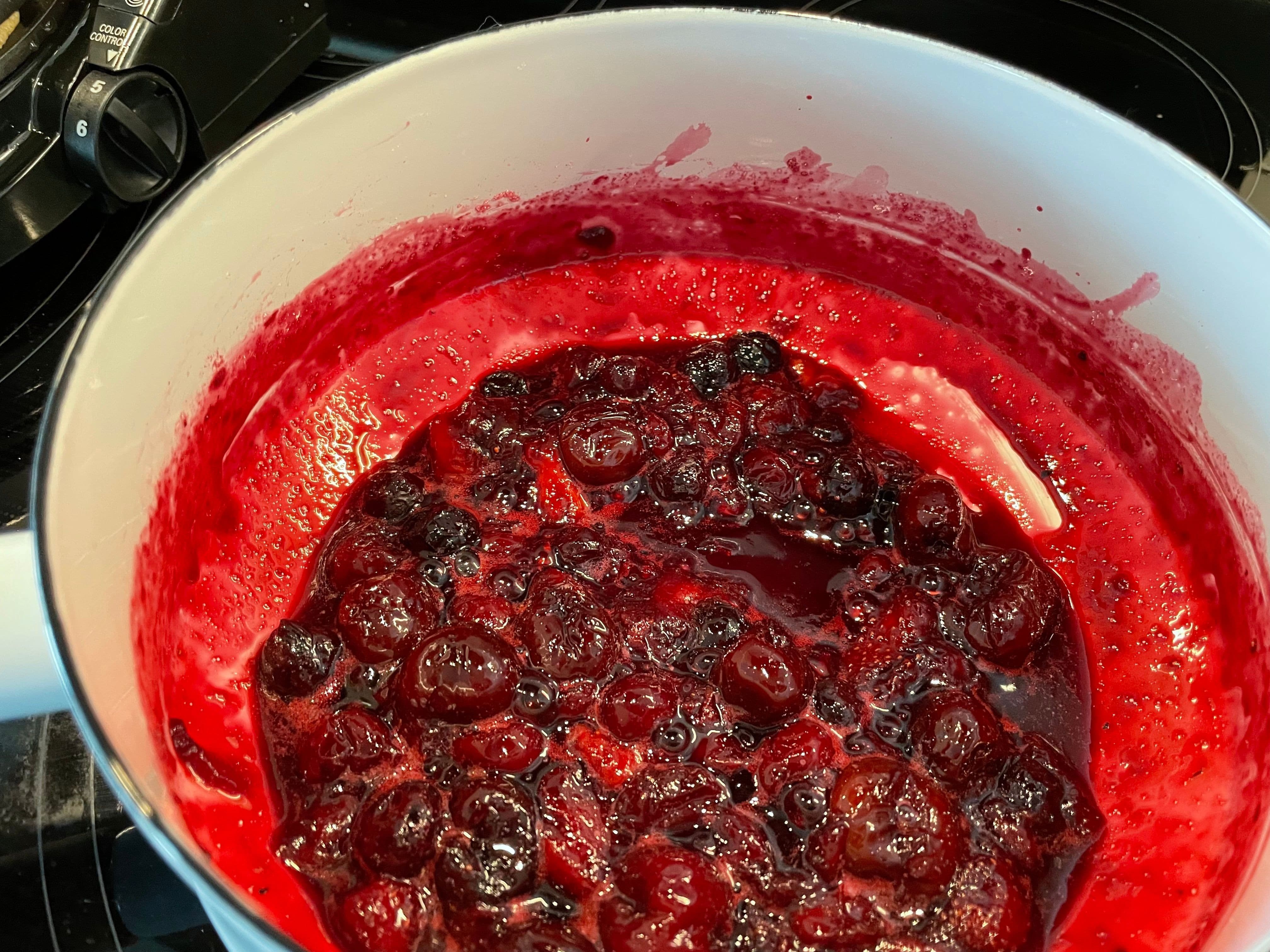 The fruit and sugar reduce to make a thick compote.