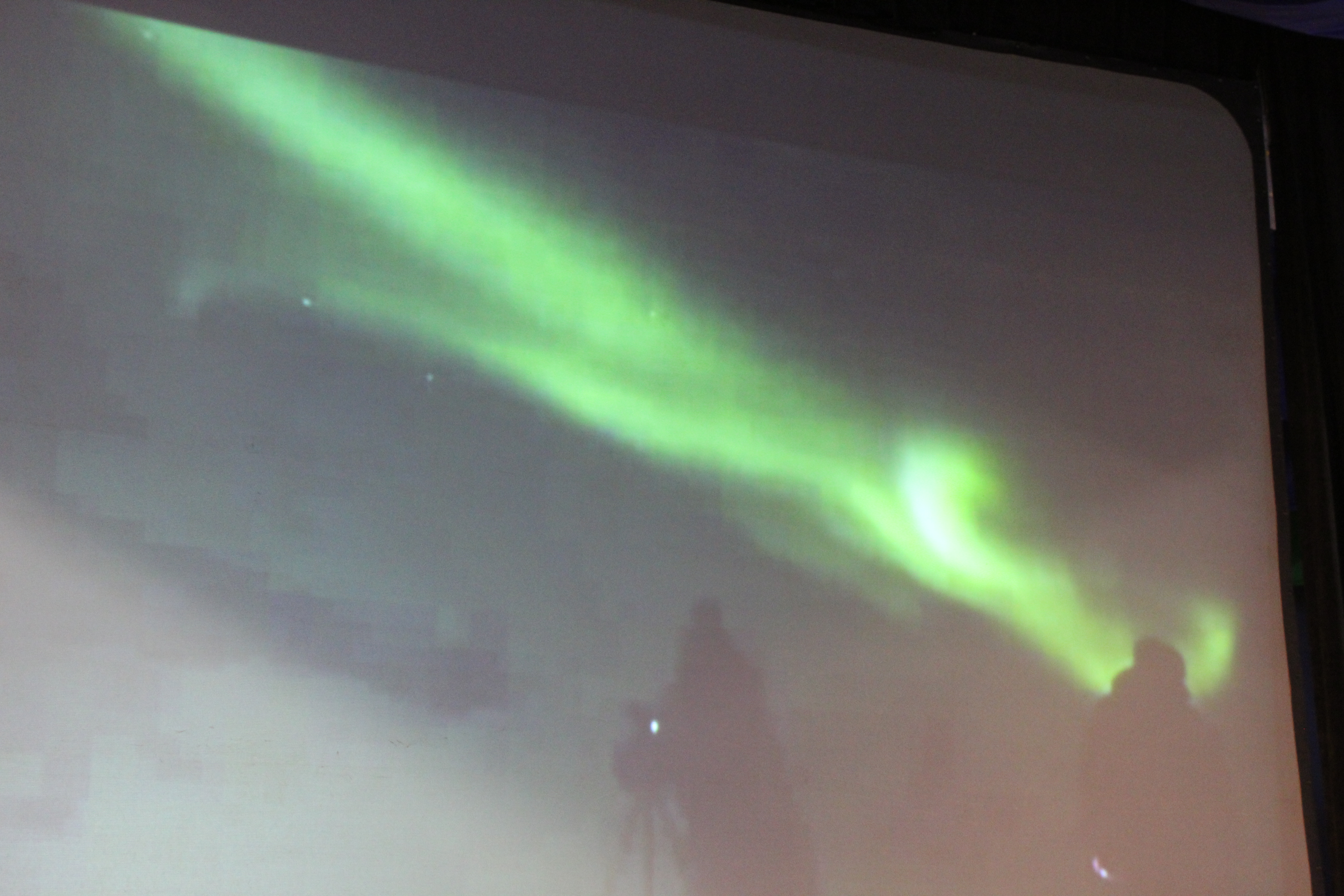 Image of the Northern Lights on a screen at Hostfest. 